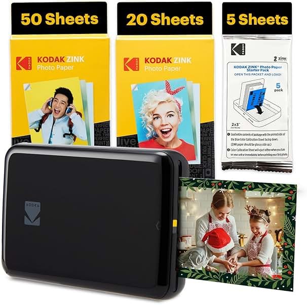 Kodak Step Instant Smartphone Photo Printer - 75 Sheets Bundle - Portable Mini Color Wireless Mobile Printer - Zink 2x3” Sticky-Back Photos - Bluetooth Compatible with Smart Devices - Fun App -Black - Product Image