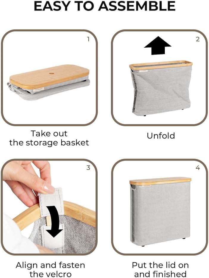 StorageWorks Large Toilet Paper Storage with Bamboo Lid, Toilet Paper Holder Basket for Up to 12 Mega or 16 Regular Size Rolls, Paper Storage Baskets for Bathroom, Grey, 1 Pack - Image 6