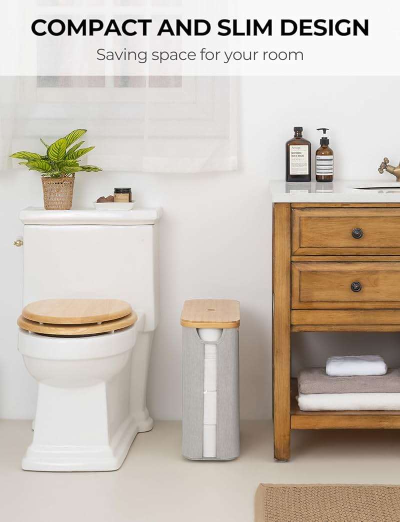 StorageWorks Large Toilet Paper Storage with Bamboo Lid, Toilet Paper Holder Basket for Up to 12 Mega or 16 Regular Size Rolls, Paper Storage Baskets for Bathroom, Grey, 1 Pack - Image 7
