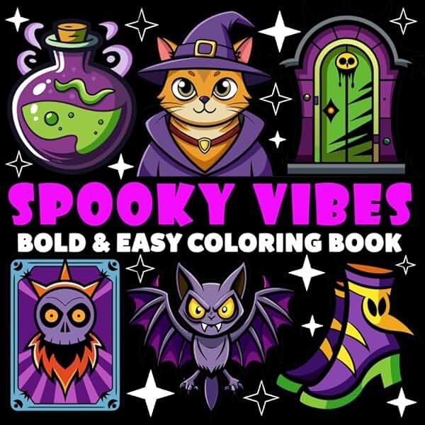 Spooky Vibes Coloring Book | Bold and Easy Coloring Book: 70 Pages - 8.5" x 8.5" - For Little Spooky Lovers (Bold & Easy Coloring Book Series) - Product Image