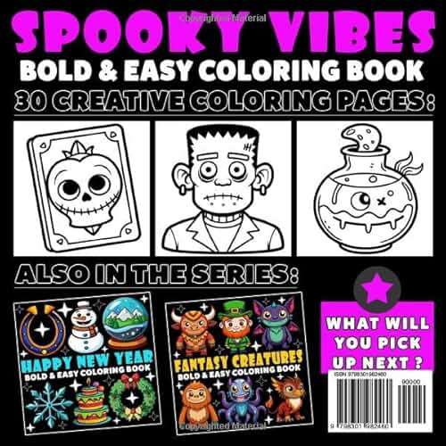Spooky Vibes Coloring Book | Bold and Easy Coloring Book: 70 Pages - 8.5" x 8.5" - For Little Spooky Lovers (Bold & Easy Coloring Book Series) - Image 2