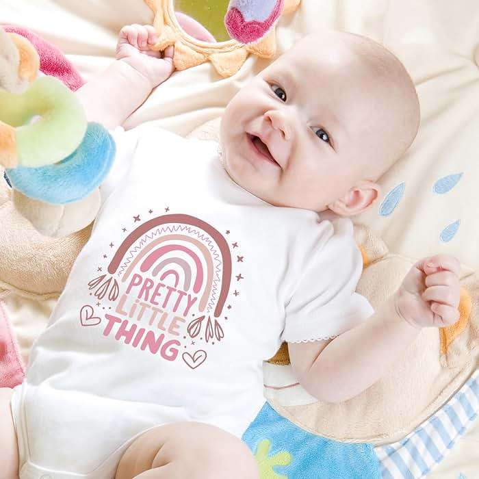 Dazoratix Baby Iron on Transfers - 30 Pcs Pink Ready to Press Heat Transfer Vinyl Stickers Onesie Decorating Kit Bodysuit Patches for Girl Shower Gender Reveal Party T-Shirts Hat DIY Crafts - Image 2