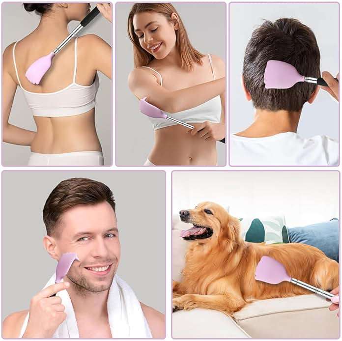 HIWZZI Back Scratcher Extendable Silicone Bear Claw Massager Tool Telescoping Stocking Stuffers for Itches Lotion Application Spa Men Women Kids Adults the Disabled Baby Purple - Image 2
