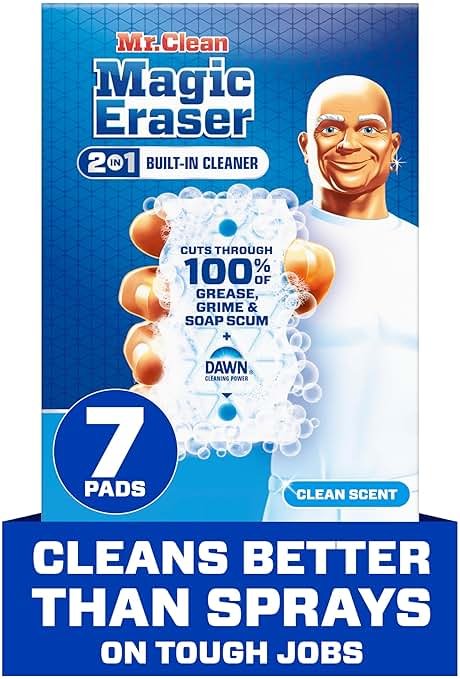 Mr. Clean Magic Eraser Foaming Sponge, All Purpose, Dawn Cleaning Power, Wall Cleaner, Sneaker Cleaner, Oven Cleaner, Kitchen, Bathroom, Shower Cleaning Supplies, Scrubber, Ultra Foamy, 7ct - Product Image