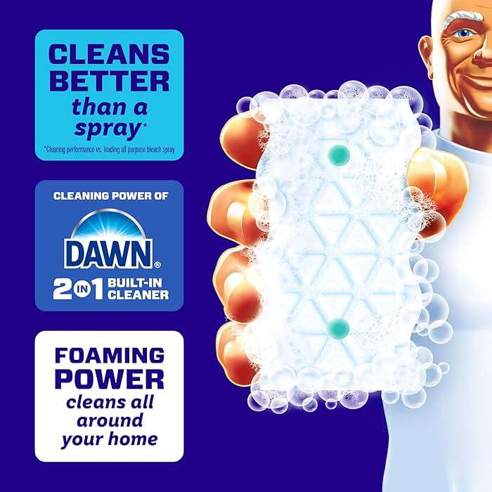 Mr. Clean Magic Eraser Foaming Sponge, All Purpose Cleaner, Dawn Cleaning Power, Wall, Sneaker, Oven Cleaner, Kitchen, Bathroom, Shower Cleaning Supplies, Scrubber, Ultra Foamy, 5ct - Image 2