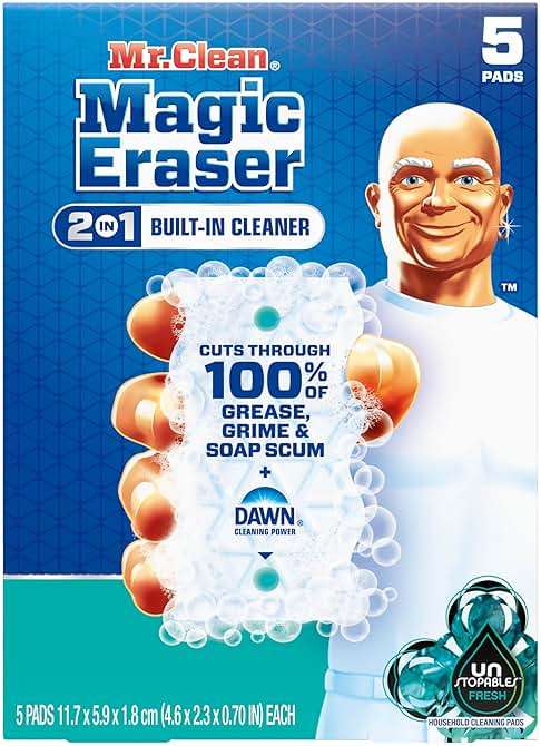 Mr. Clean Magic Eraser Foaming Sponge, All Purpose Cleaner, Dawn Cleaning Power, Wall, Sneaker, Oven Cleaner, Kitchen, Bathroom, Shower Cleaning Supplies, Scrubber, Ultra Foamy, 5ct - Image 11
