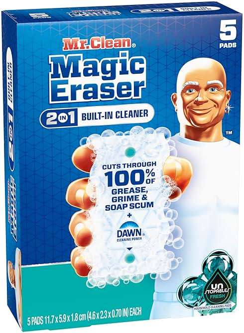 Mr. Clean Magic Eraser Foaming Sponge, All Purpose Cleaner, Dawn Cleaning Power, Wall, Sneaker, Oven Cleaner, Kitchen, Bathroom, Shower Cleaning Supplies, Scrubber, Ultra Foamy, 5ct - Image 12