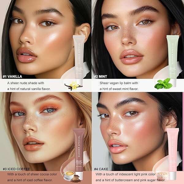 Lakerain 4 PCS Lip Glossy Butter Nourishing Balm,Lightweight,Non-Sticky,Long-lasting Lip Care Set - Image 4