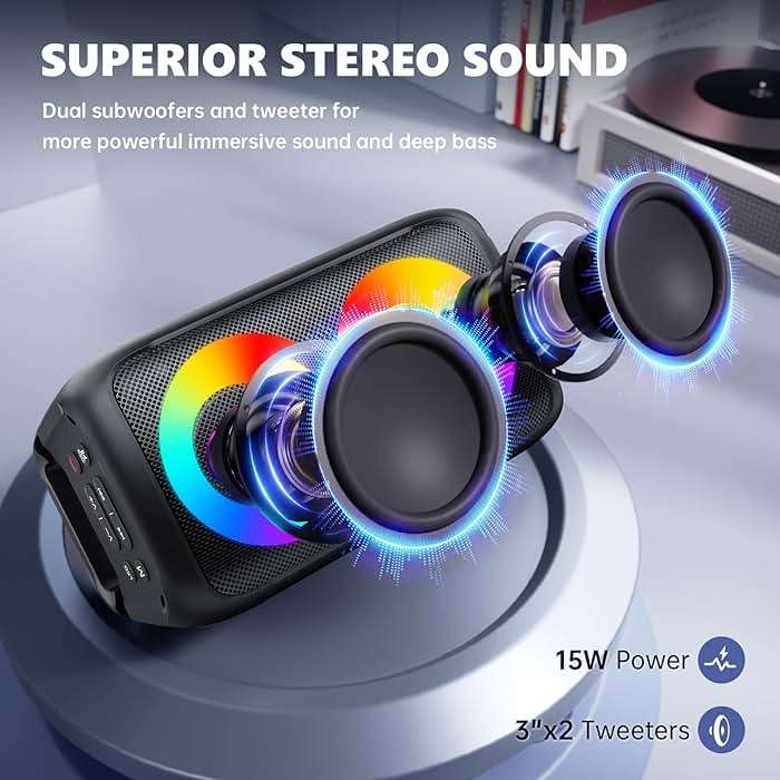 Karaoke Machine for Adults Kids, Portable Bluetooth Speaker with 2 Wireless Microphones, TWS Mode & LED Light, 10H Battery PA System, Home Party Outdoor Camping Birthday (2 Mics) - Image 3