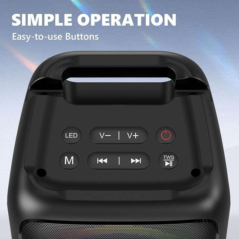 Karaoke Machine for Adults Kids, Portable Bluetooth Speaker with 2 Wireless Microphones, TWS Mode & LED Light, 10H Battery PA System, Home Party Outdoor Camping Birthday (2 Mics) - Image 8