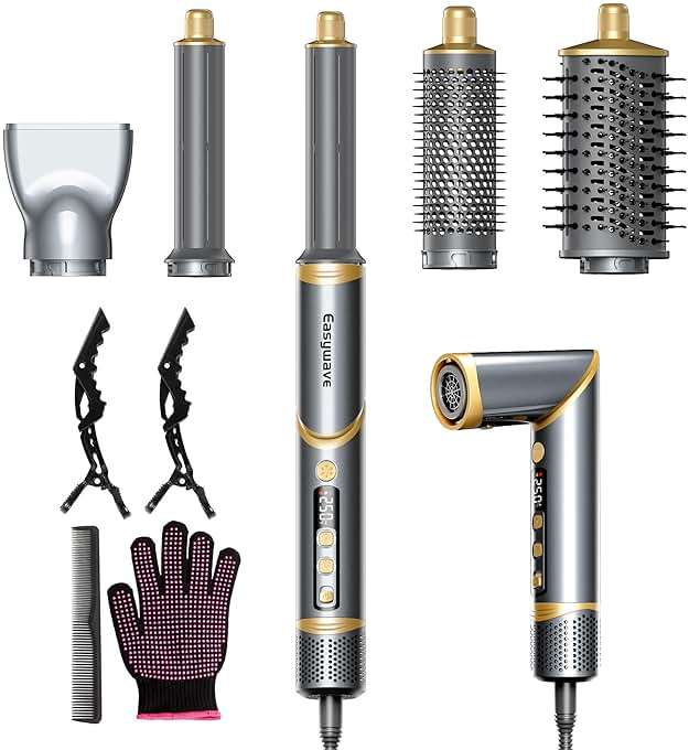 Easywave 5 in 1 Multi Hair Styler Dryer Brush: 110,000 RPM High-Speed, Flexible Air Styling & Drying System, Professional Negative Ionic Hot Air Brush Set for Fast Drying, Curling Volumizing - Image 1