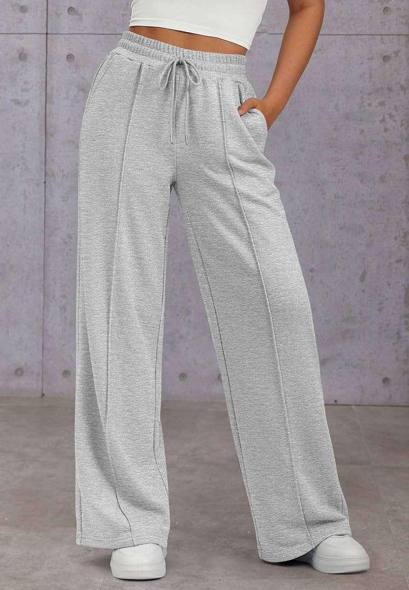 ATHMILE Womens Wide Leg Sweatpants High Waisted Baggy Pants Fashion Teen Girl Drawstring Athletic Joggers - Image 3