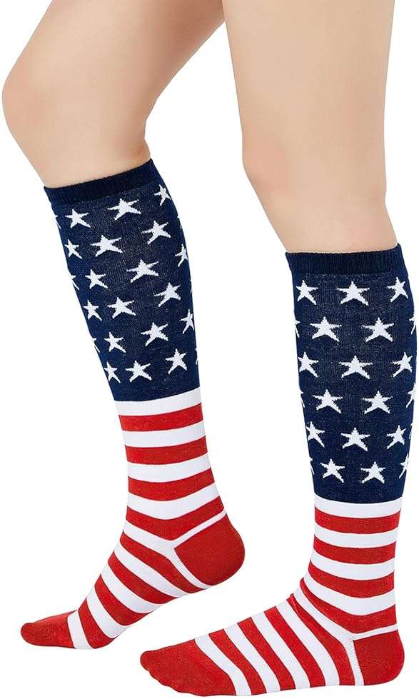 American Trends Women's Knee High Socks, Novelty Holiday Printed Tall Tube Socks, Casual & Party Athletic Sports Stockings - Image 1