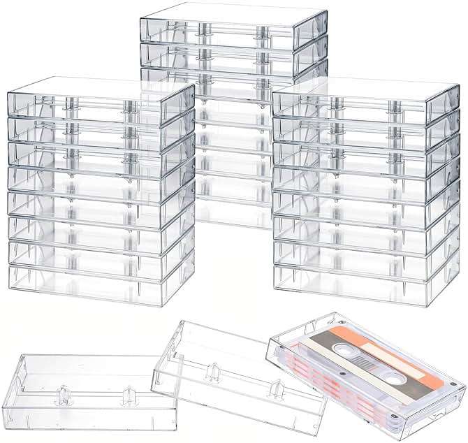 25 Pcs Audio Cassette Storage Cases - Clear Plastic Cassette Tape Cases, Classic Style Boxes Cassette | Replace Lost & Damaged Cases | Perfect as Cassette Tape Storage(4.3" L x2.8 W x0.6 H) - Image 1