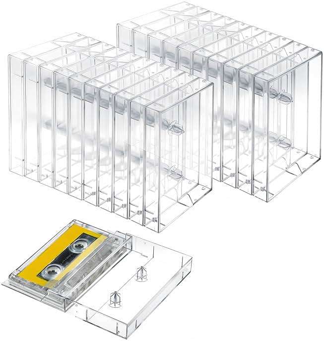 25 Pcs Audio Cassette Storage Cases - Clear Plastic Cassette Tape Cases, Classic Style Boxes Cassette | Replace Lost & Damaged Cases | Perfect as Cassette Tape Storage(4.3" L x2.8 W x0.6 H) - Image 4
