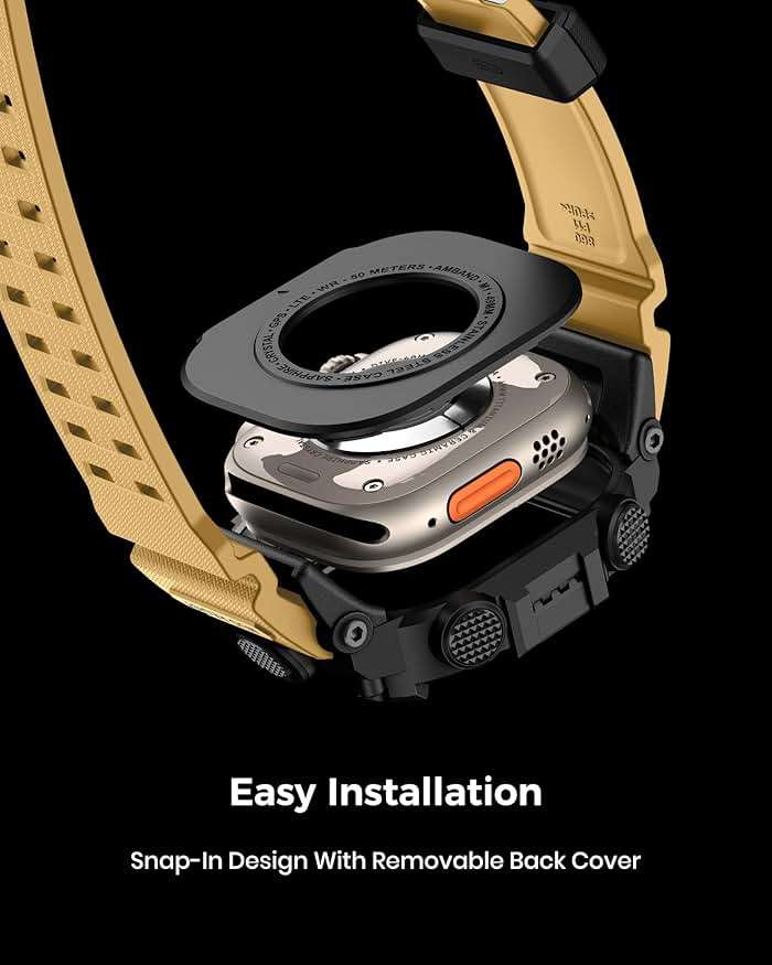 amBand Rugged Case with Band for Apple Watch Ultra 3/2/1 49mm, M3 Military Grade Shockproof Cover, Includes Screen Protector Kit, Tactical Band for Men - Compatible with iWatch Ultra, Sand Beige - Image 6