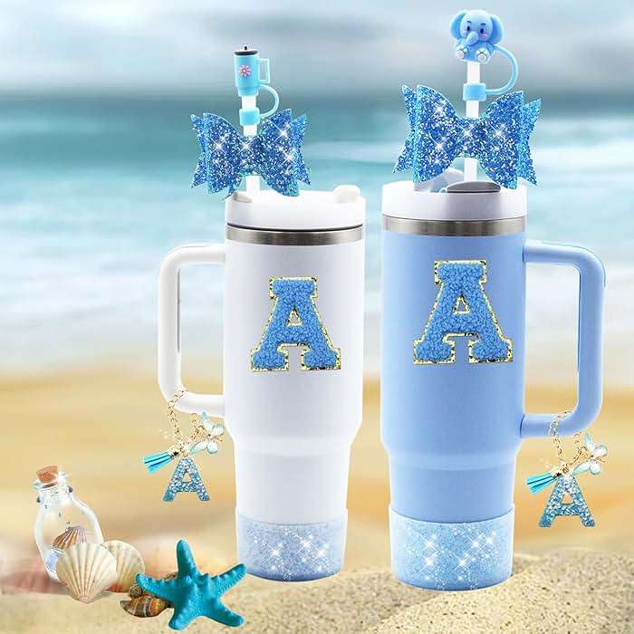 Liangang 9PCS Cup Accessories Set For Stanley 30oz 40oz,Including 2PCS Stanley Straw Cover and Boot,Spill Proof Stopper,Handle Charm,Bow straw,2PCS Sticker Letter (Letter A) - Image 4
