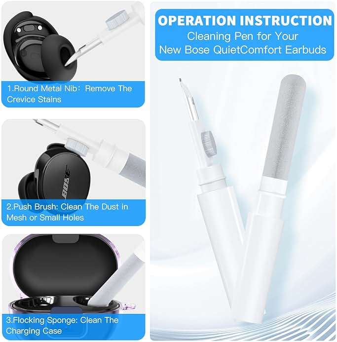 Secure Lock Case for New Bose QuietComfort Earbuds Case(2024), Clear TPU Shockproof Protective Cover for Bose QuietComfort Earbuds 2024 with Cleaning Kit& Keychain&Lanyard (Clear Purple) - Image 7