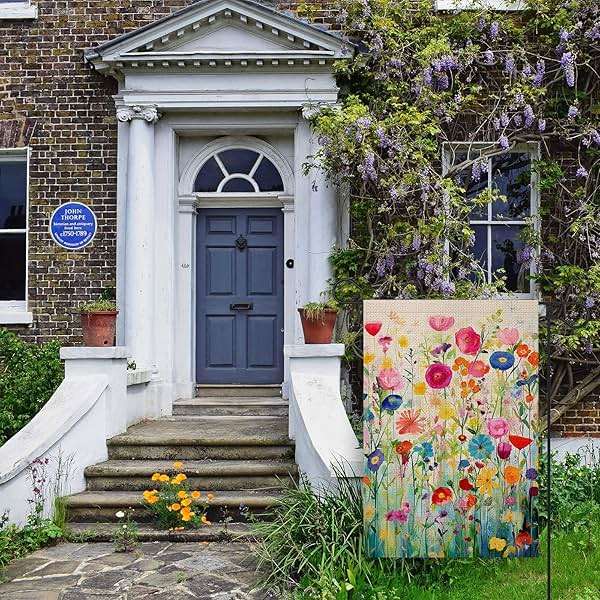 FUYUCHEN Spring Summer Garden Flag 12x18 Inch Double Sided Outside Colorful Floral Wildflower Small Burlap for Yard Outdoor Seasonal Decoration Flag - Image 2