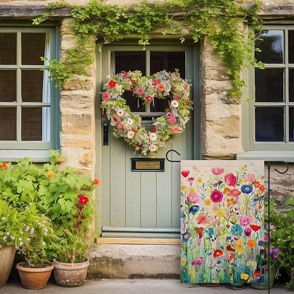 FUYUCHEN Spring Summer Garden Flag 12x18 Inch Double Sided Outside Colorful Floral Wildflower Small Burlap for Yard Outdoor Seasonal Decoration Flag - Image 4