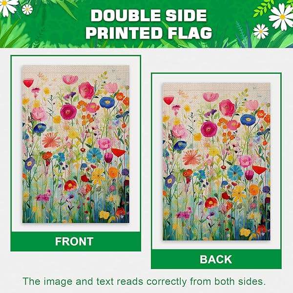 FUYUCHEN Spring Summer Garden Flag 12x18 Inch Double Sided Outside Colorful Floral Wildflower Small Burlap for Yard Outdoor Seasonal Decoration Flag - Image 6