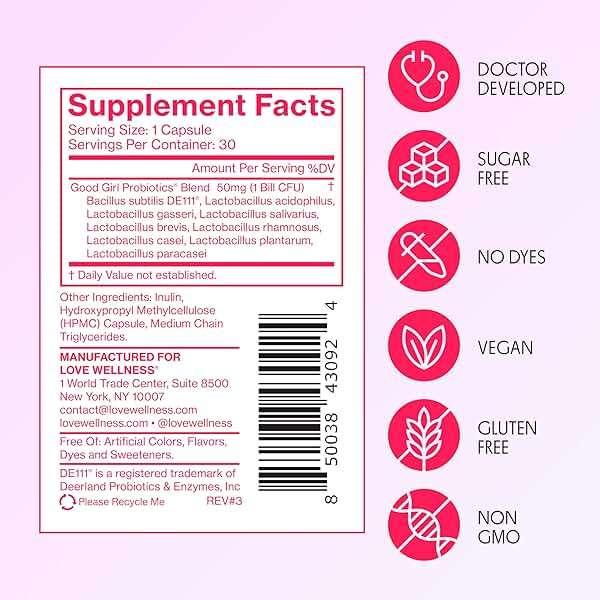 Love Wellness Good Girl Probiotics | Women’s Vaginal Health & pH Balance Supplement | 9-Strain Probiotic for Urinary Tract, Yeast, Odor & Immune Support | Gluten-Free (30-Day Supply) - Image 6