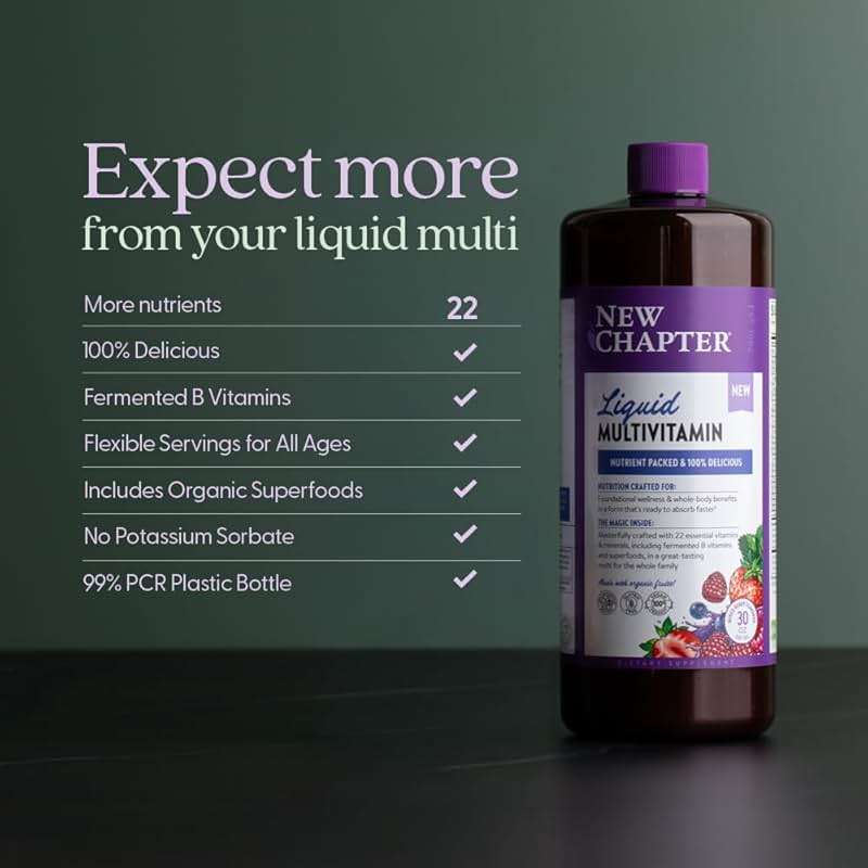 New Chapter Liquid Multivitamin + Mineral Supplement for Whole-Body Benefits, 100% Delicious Multivitamin for Adults, Teens & Kids 2+, Ready to Absorb Faster, Mixed Berry Flavored, 30 oz - Image 5