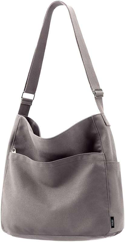 KALIDI Canvas Tote Bag Large Hobo Crossbody Shoulder Handbag Zipper Messenger Bag for Women or Men Casual College Work - Image 1