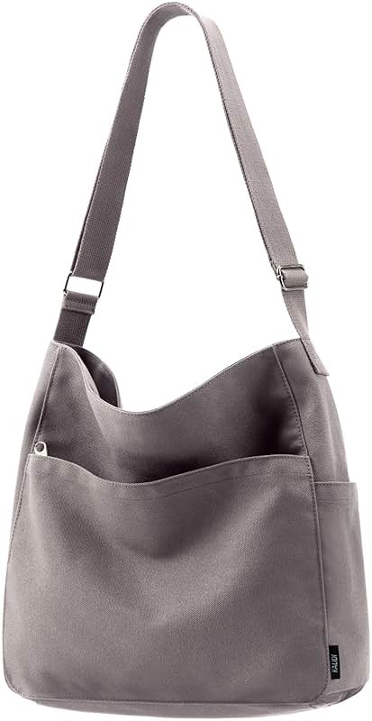 KALIDI Canvas Tote Bag Large Hobo Crossbody Shoulder Handbag Zipper Messenger Bag for Women or Men Casual College Work - Product Image