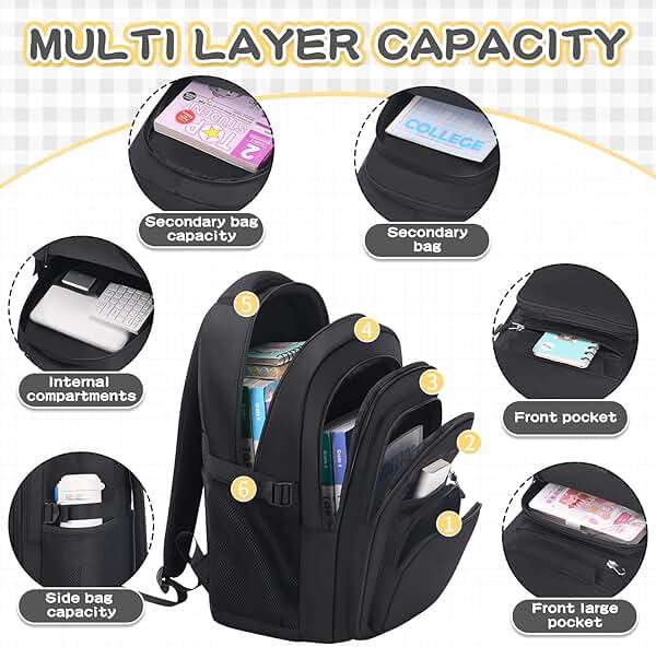 PRAGARI Cute Backpack for School Girls Aesthetic Backpack Women College Bookbag Large Students Laptop Bag Travel Casual Daypack - Image 3