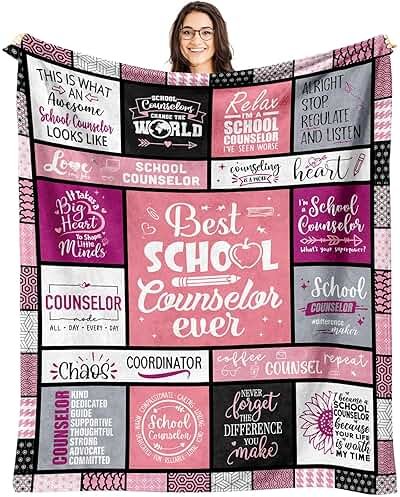 School Counselor Gifts - School Counselor Appreciation Gifts - Guidance Counselor Gifts for Women - Gifts for School Counselor on Retirement Birthday Soft Throw Blanket 60"X50" - Product Image