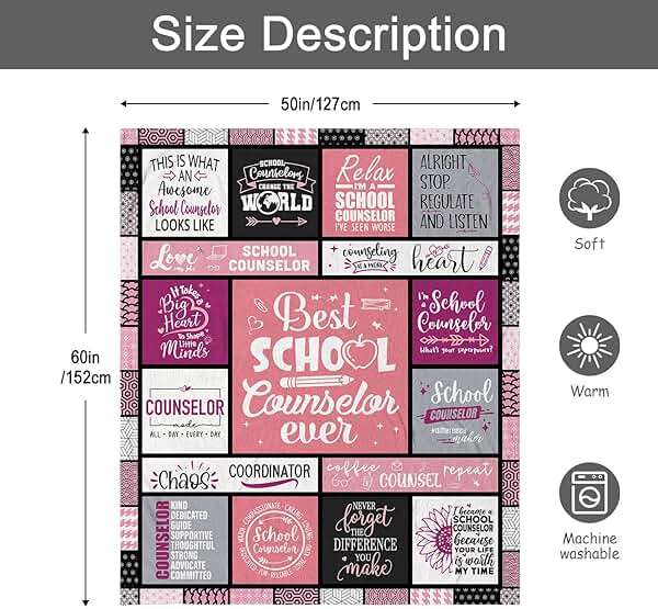 School Counselor Gifts - School Counselor Appreciation Gifts - Guidance Counselor Gifts for Women - Gifts for School Counselor on Retirement Birthday Soft Throw Blanket 60"X50" - Image 3