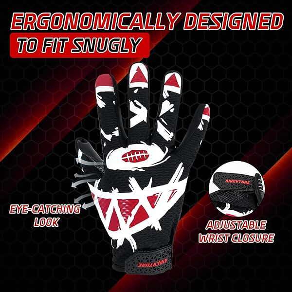AIGEVTURE Youth Football Gloves Kids Receiver Gloves Sticky Football Gloves for Boys Girls - Image 3