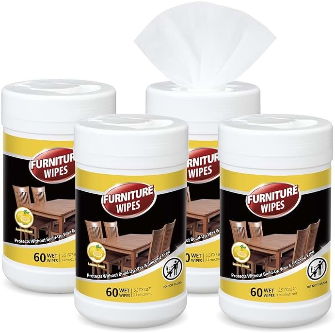 Swiffen 4 Pack Wood Furniture Wipes 240 Count Wood Furniture Cleaner and Polish Wipes Remove Dirt and Grime Buildup Cabinet Cleaner for Wood Surfaces Floors Kitchen Bathroom Cabinet Cleaning - Product Image