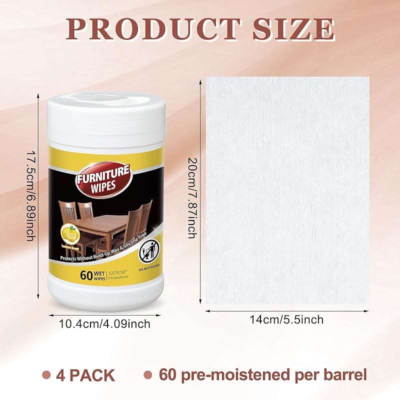 Swiffen 4 Pack Wood Furniture Wipes 240 Count Wood Furniture Cleaner and Polish Wipes Remove Dirt and Grime Buildup Cabinet Cleaner for Wood Surfaces Floors Kitchen Bathroom Cabinet Cleaning - Image 2
