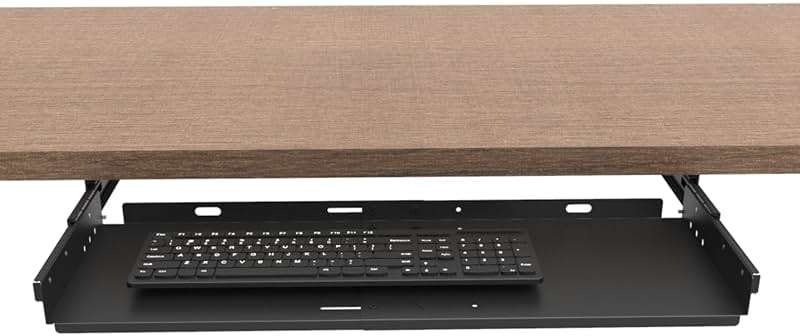 JINGCHENGMEI Sliding Keyboard Tray Under Desk, Pull-Out Keyboard and Mouse Tray, 27 x 9.8 inches Large Platform Slide-Out Computer Drawer for Typing, Metal, Black - Image 6