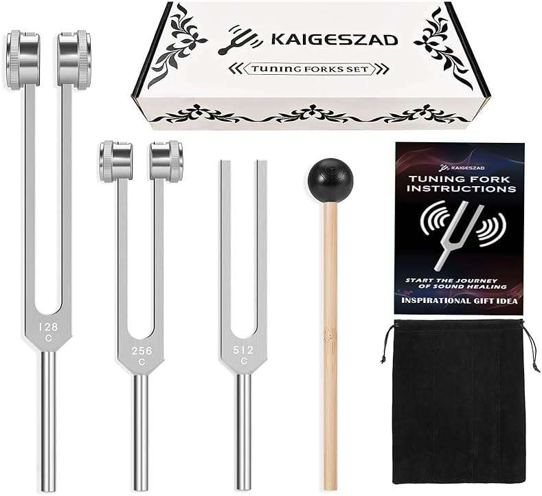Tuning Forks Set(128Hz,256Hz,512Hz) Medical-Grade Weighted & Unweighted Tuning Fork for Healing Chakra/Sound Therapy/Yoga and Meditation Frequency Healing Devices Good Gift for Women - Image 1