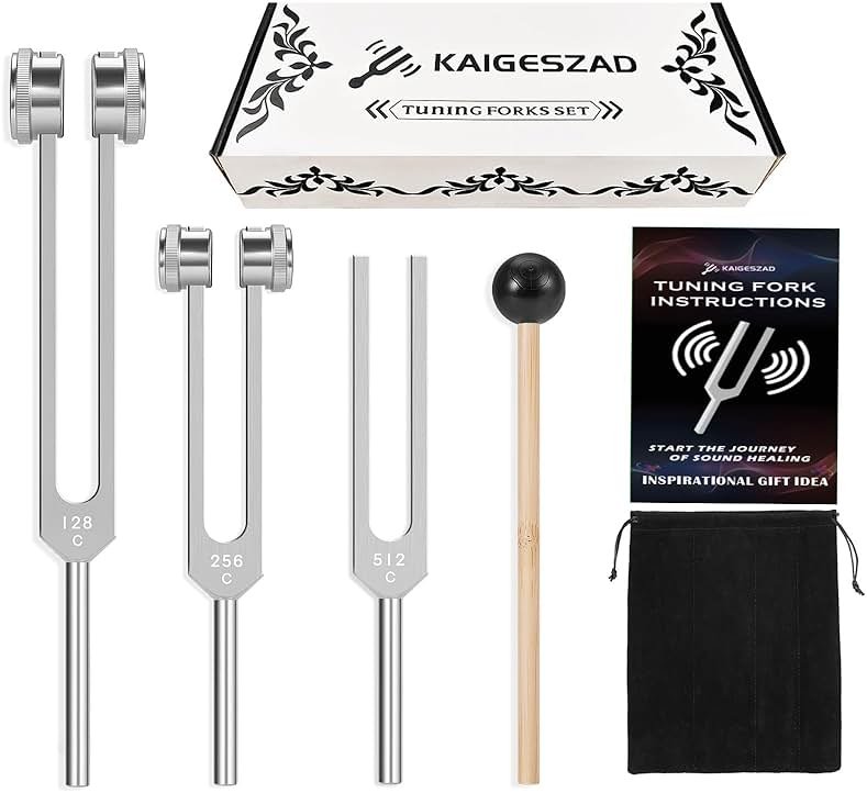 Tuning Forks Set(128Hz,256Hz,512Hz) Medical-Grade Weighted & Unweighted Tuning Fork for Healing Chakra/Sound Therapy/Yoga and Meditation Frequency Healing Devices Good Gift for Women - Product Image