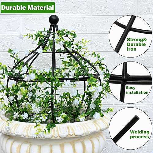 GOOOXIM Sturdy Metal Garden Obelisk Trellis for Climbing Plants - 12" x 8.1" Versatile Support for Roses, Topiaries & Houseplants - Easy to Assemble, Durable & Decorative for Indoor/Outdoor Displays - Image 3