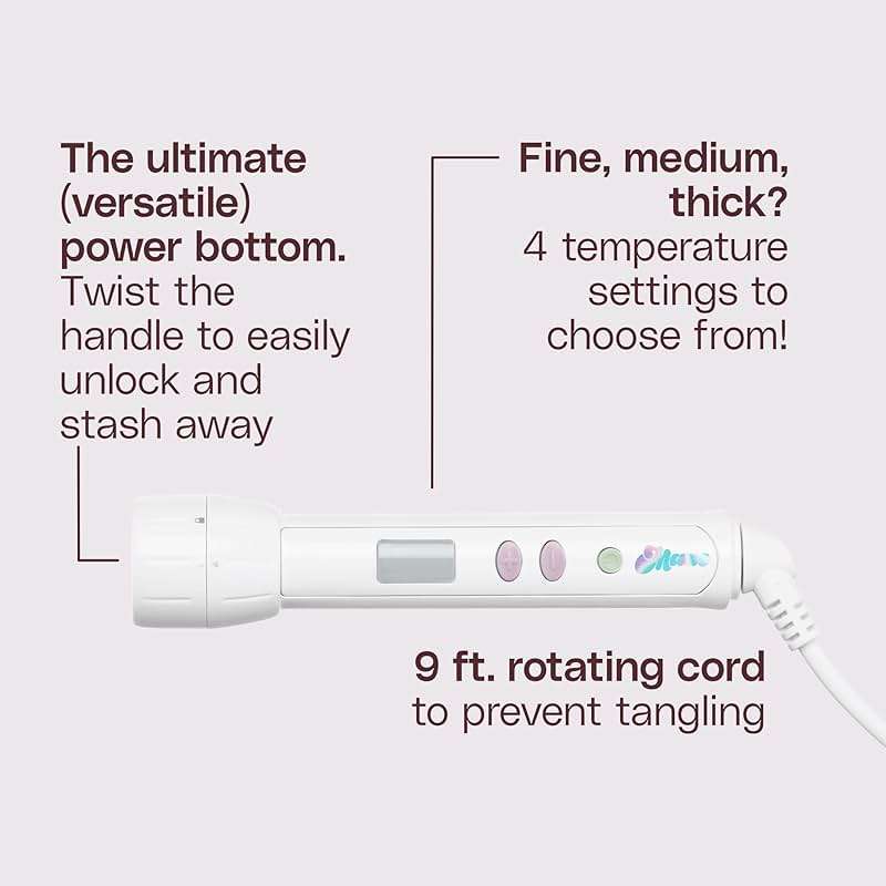 Mane The Power Curl Collection Hair Kit - 1.25" Curling Wand Styling Attachment + 1" Curling Iron Styling Attachment + Power Bottom Base - Designed with Dual Voltage for Travel (3 Count) - Image 5