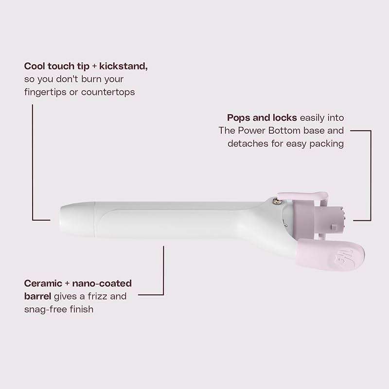Mane The Power Curl Collection Hair Kit - 1.25" Curling Wand Styling Attachment + 1" Curling Iron Styling Attachment + Power Bottom Base - Designed with Dual Voltage for Travel (3 Count) - Image 7