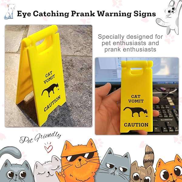 Mini Cat Vomit Sign - Perfect Gag Gift for Cat Lovers and Humor Enthusiasts(Cat Vomit Sign) - Image 3