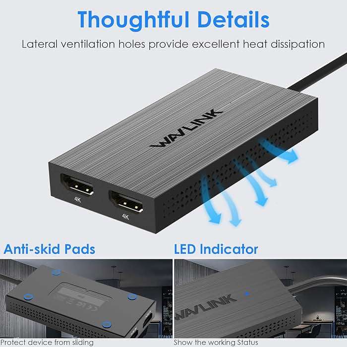 WAVLINK USB 3.0 & USB C to Dual HDMI Adapter 4K@60Hz for Dual Monitor, DisplayLink USB C HDMI Adapter for Apple Mac M1-M5/Macbook Neo, Windows 10/11, ChromeOS (No Linux/iPad/iOS/HDCP), Driver Required - Image 5