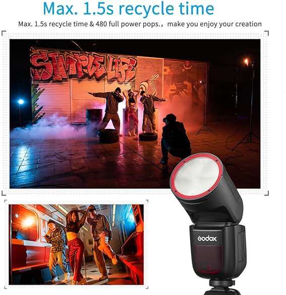 Godox V1-C USA Version Flash for Canon, V1-CU Flash Speedlight with 2.4G Wireless TTL, Rechargeable Battery, 1/8000s High-Speed Sync, 10 Levels LED Modeling Light On-Camera Round Head Flash Speedlite - Image 5