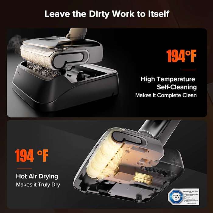 roborock F25 GT Vacuum Mop All in One, Wet Dry Vacuum Cleaner Cordless, 20000Pa Floor Cleaner Machine for Tile Hardwood Wood Vinyl Floor, Edge to Edge Self Cleaning Electric Mop with 180° Lie-Flat - Image 4