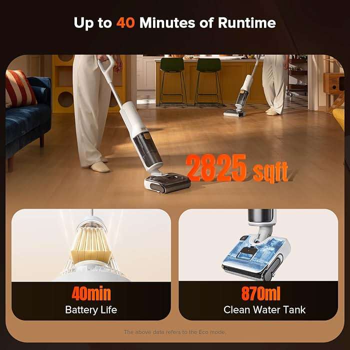 roborock F25 GT Vacuum Mop All in One, Wet Dry Vacuum Cleaner Cordless, 20000Pa Floor Cleaner Machine for Tile Hardwood Wood Vinyl Floor, Edge to Edge Self Cleaning Electric Mop with 180° Lie-Flat - Image 8