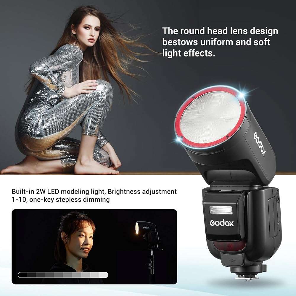 Godox V1Pro-C USA Version Flash for Canon, V1Pro-CU Camera Flash Speedlite with Detachable Sub Flash, USB-C Charge Battery, LED Modeling Light, 2.4G X Wireless 1/8000s HSS TTL Flash Speedlight - Image 8