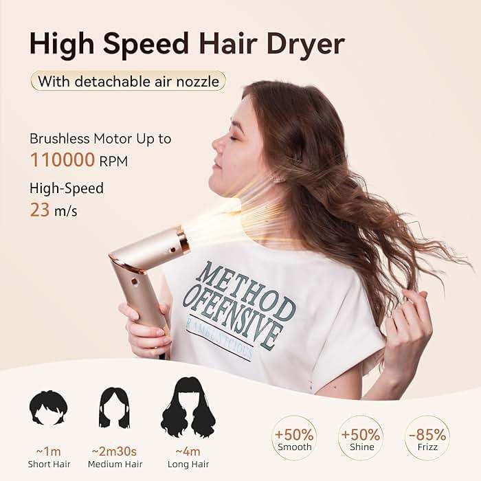 Hupifaz 5 in 1 Hot Air Styler and Blow Dryer Brush, Auto Wrap Airstyler with Diffuser, High Speed 110000 RPM FlexStyle Hair Dryer, Fast Drying Multi Style for Straight, Volumize, Wavy and Curly - Image 7