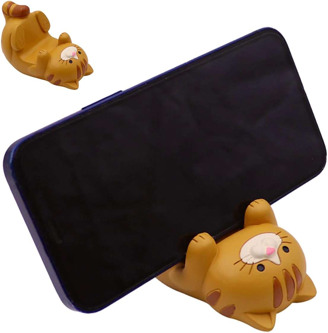 Eysinyge Resin Cat Figurine Phone Stand - Sturdy Design to Hold Smartphones Without Tipping, Cute Phone Holder Gift for Cat Lovers, Desk Decor Accessory 5.7 oz 3.3 x 2.3 x 2.0 in - Image 1