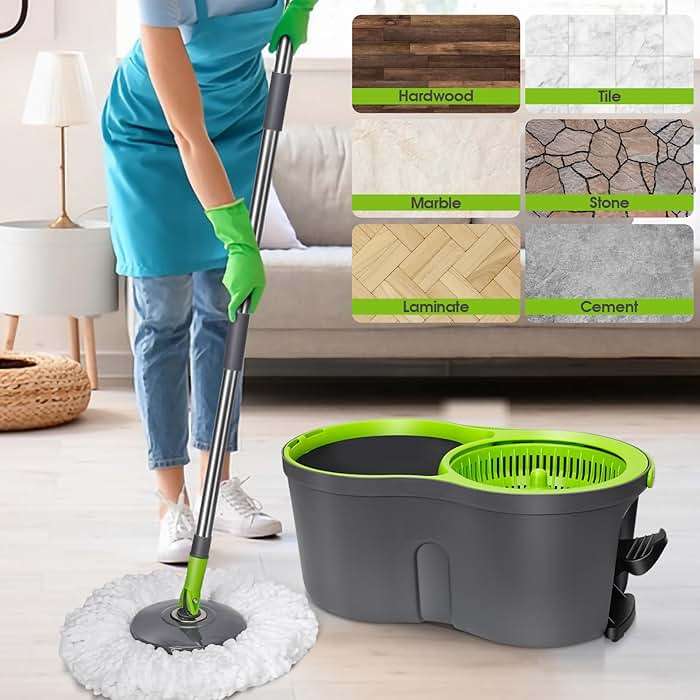 Spin Mop Bucket System,Masthome Pedal Spin Mop and Bucket with Wringer Set,EasyWring Microfiber Mop with 3 Mop Pads,360°Spinning Floor Cleaning System - Home & Office Suitable - Image 2